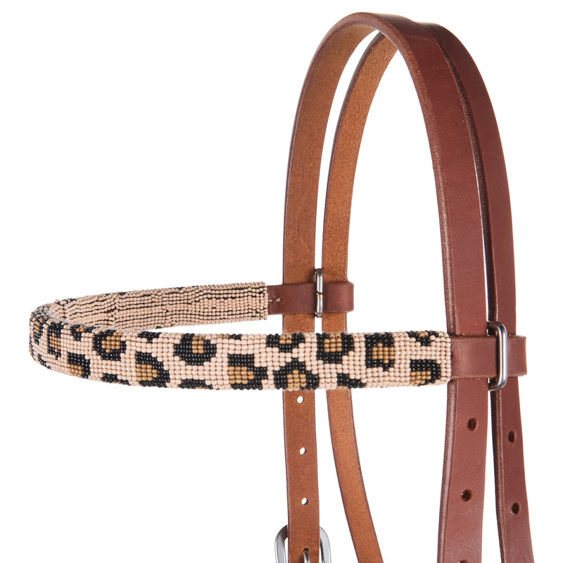 NRS Beaded Leopard Browband Headstall