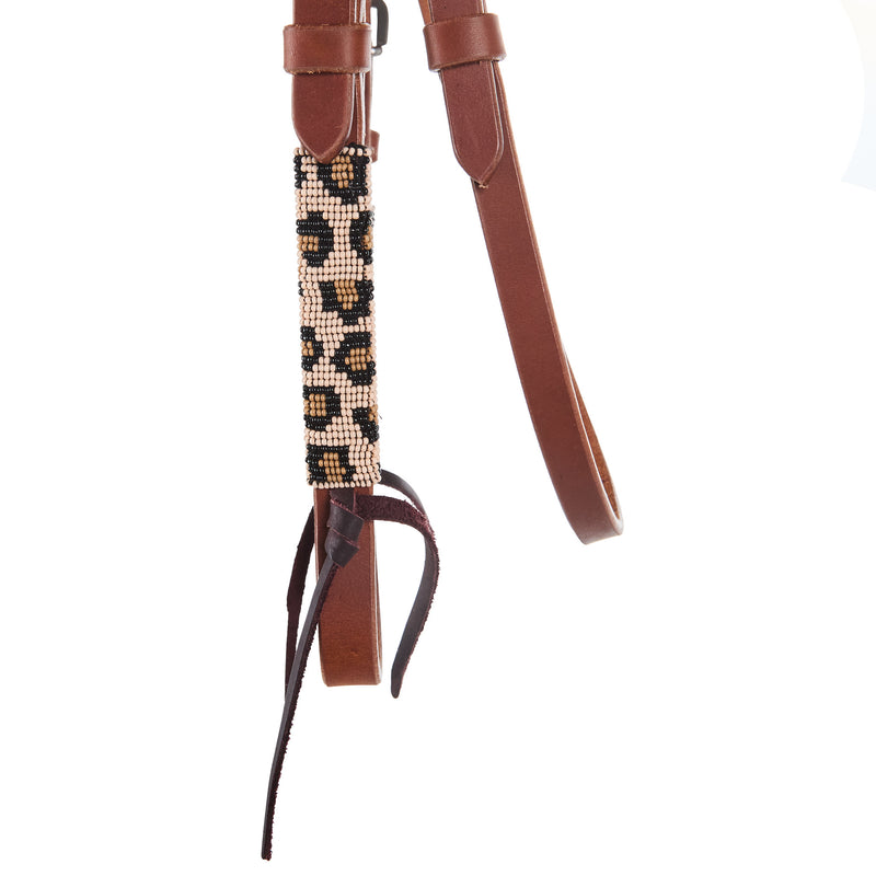 NRS Beaded Leopard Gag Cheek Browband Headstall
