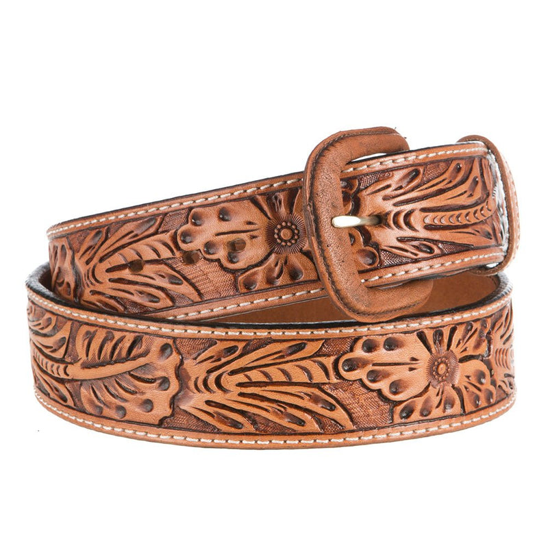 Vogt Silversmiths 1.5in. Russet Sheridan Floral Tooled Belt