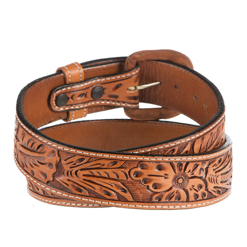 Vogt Silversmiths 1.5in. Russet Sheridan Floral Tooled Belt
