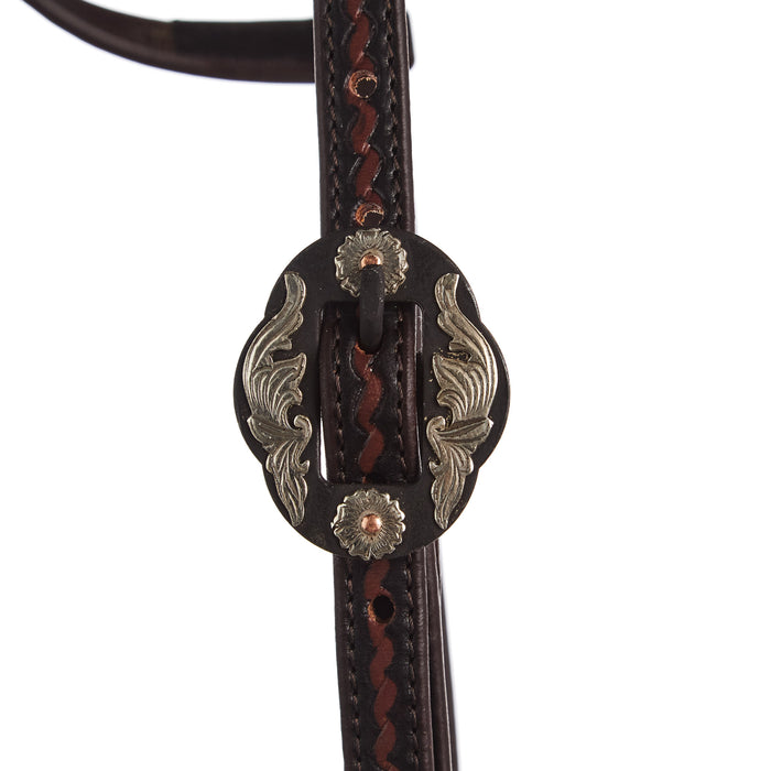 WD Tack Heavy Oiled Rope Tooling Double Flower Buckle Single Ear Headstall