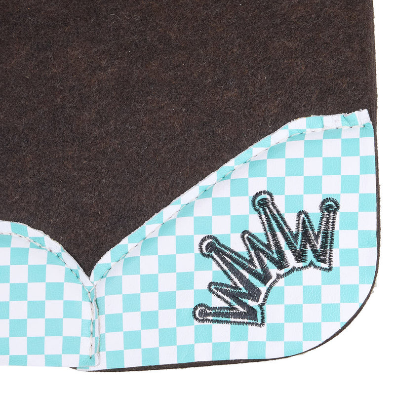 Best Ever Pads 3/4in. Turquoise Checkered with Black Crown OG Felt Saddle Pad
