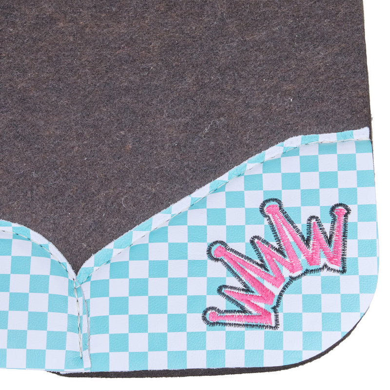 Best Ever Pads 3/4in. Turquoise Checkered with Hot Pink Crowns OG Felt Saddle Pad