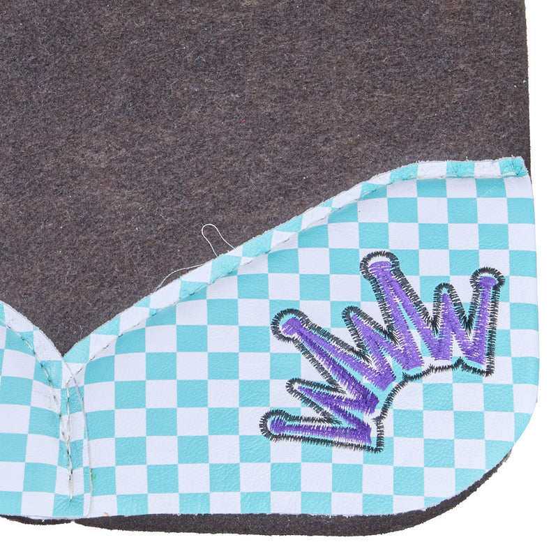 Best Ever Pads 3/4in. Turquoise Checkered with Purple Crowns OG Felt Saddle Pad
