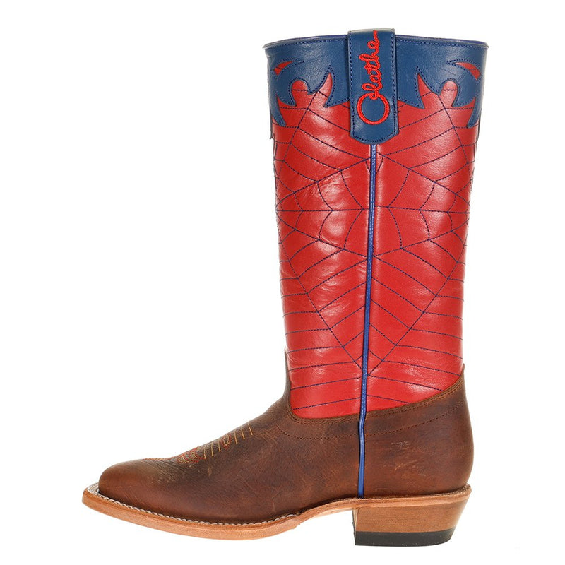 Olathe Boot Company Kid's Red & Blue Spider Web Cowboy Boots