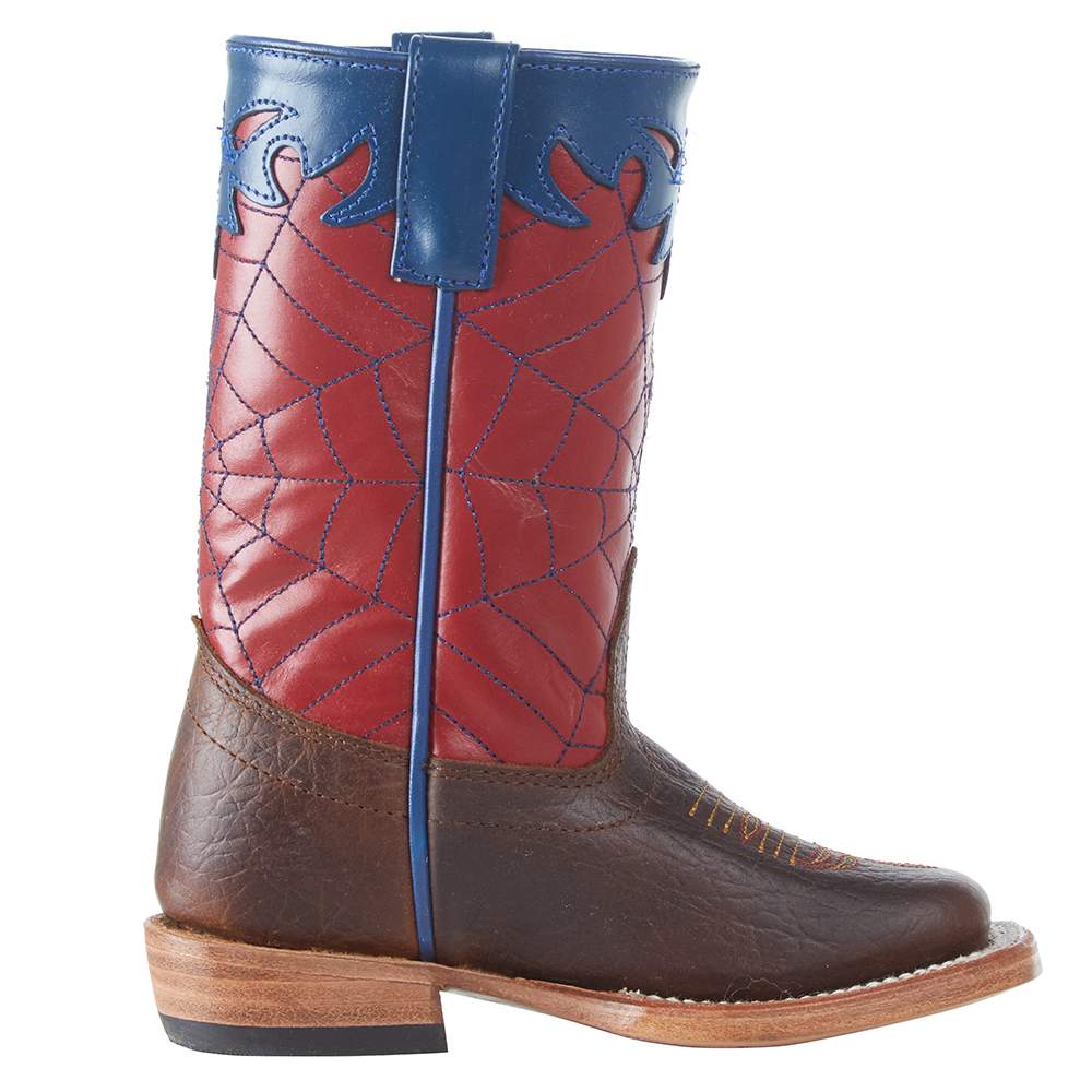 濃紺✦W34　赤耳スティーブンソンオーバーオール 787-OSX パサデナ Olathe Boot Company Youth Toast Bison-Red and Blue Spider Web Boot