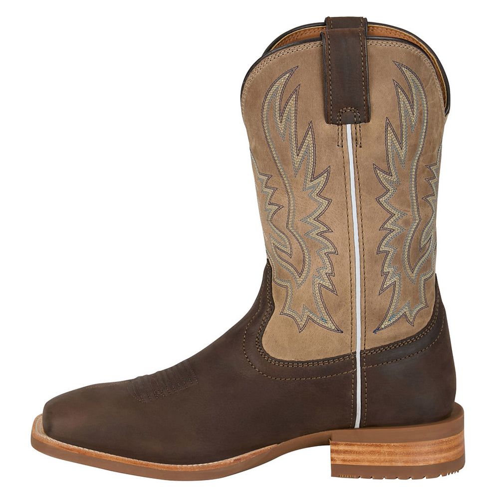 Justin Boot Company Men`s Rustle Grizzly Brown Cowhide Vamp 11In Taupe