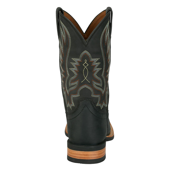 Justin Boot Company Men' s Rustle Coal Black Cowhide Vamp 11In Black Cowhide Top Boot