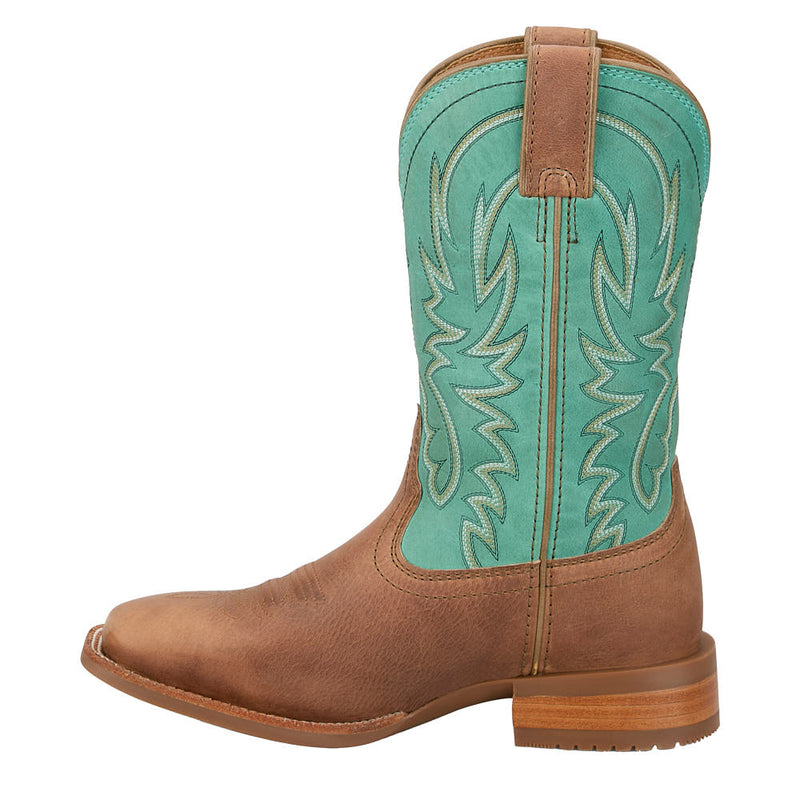 Justin Boot Company Women's Ryley Tan Cowhide Vamp 11in Turquoise Cowhide Top Boot