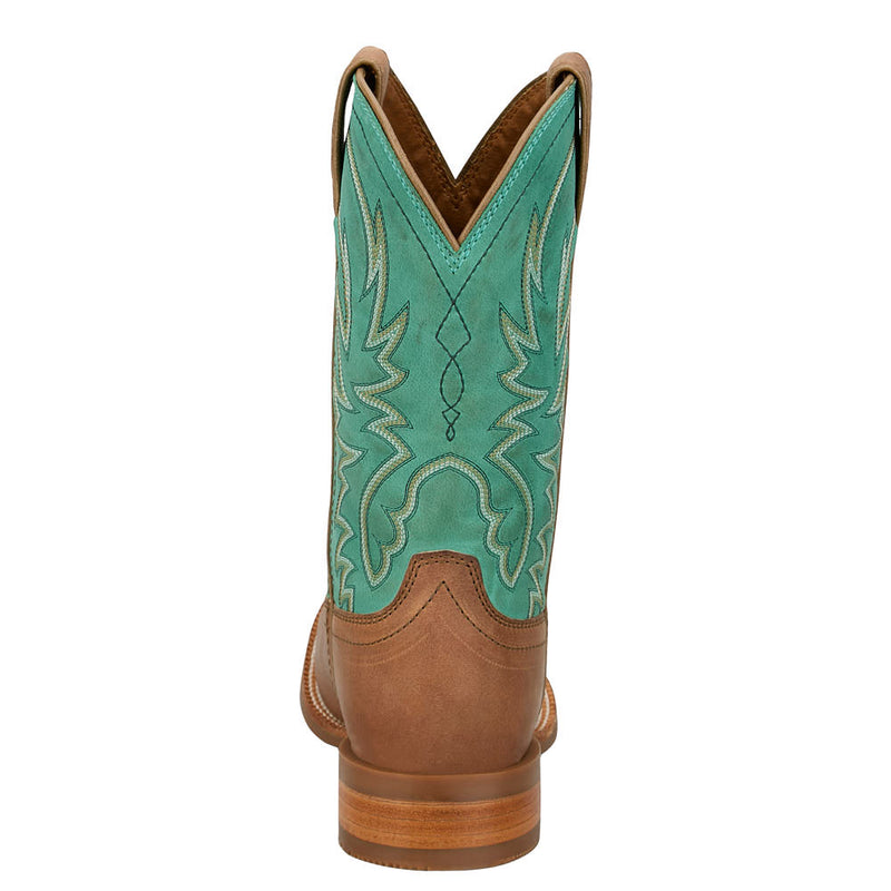 Justin Boot Company Women's Ryley Tan Cowhide Vamp 11in Turquoise Cowhide Top Boot