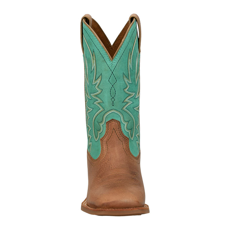 Justin Boot Company Women's Ryley Tan Cowhide Vamp 11in Turquoise Cowhide Top Boot