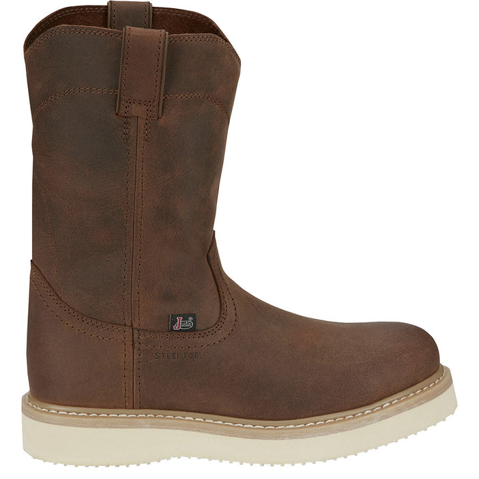 Justin Boot Company Men's RAM 10in Brown Wedge Steel Round Toe Work Boot