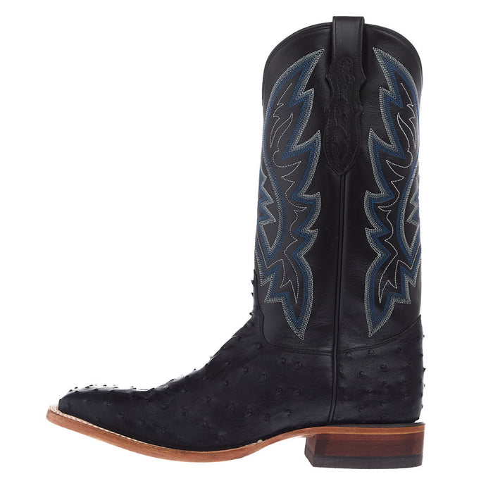 Justin Boot Company Men's Black Full Quill Ostrich Vamp 13in Black Cowhide Top