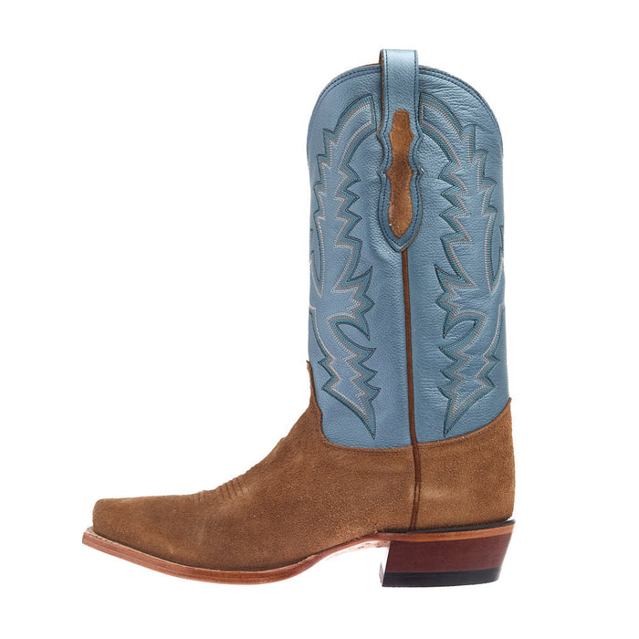 Justin Boot Company Men's Chestnut Suede Vamp 13in Blue Cowhide Top