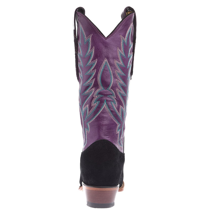 Justin Boot Company Women's Black Suede Vamp 13in Amethyst Cowhide Top