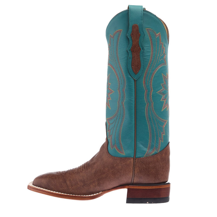 Justin Boot Company Women's Brown Goat Vamp 13in Blue Cowhide Top