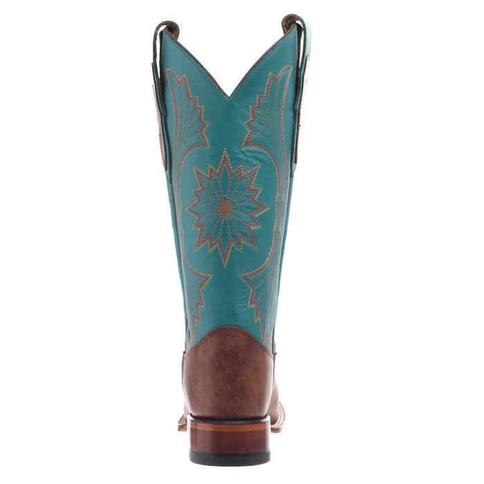 Justin Boot Company Women's Brown Goat Vamp 13in Blue Cowhide Top
