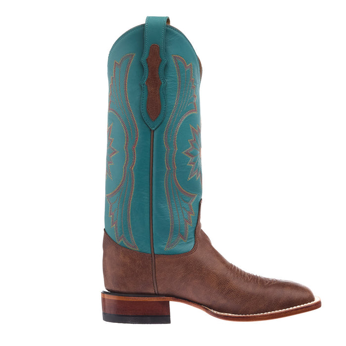 Justin Boot Company Women's Brown Goat Vamp 13in Blue Cowhide Top