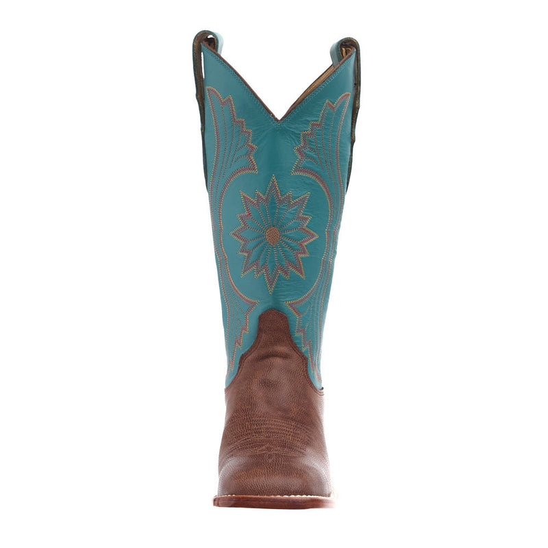 Justin Boot Company Women's Brown Goat Vamp 13in Blue Cowhide Top