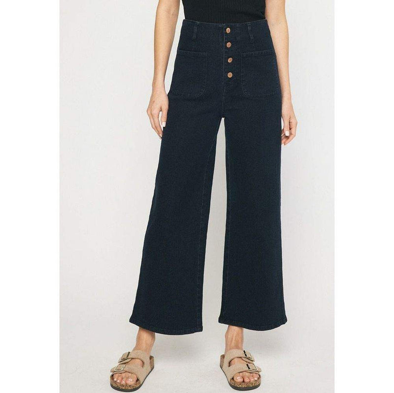 Entro Womens Ash Black Wide Leg Pants