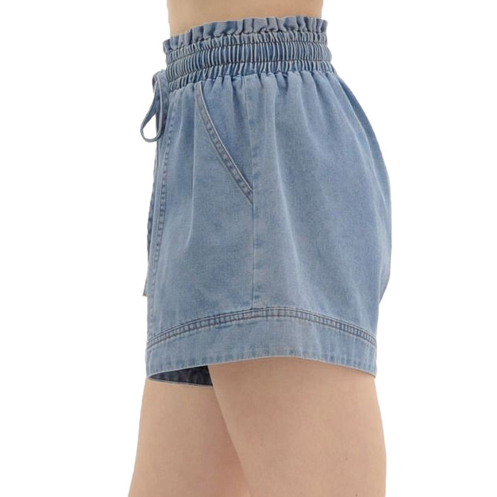 Entro Women's Denim High Waist Front Tie Shorts