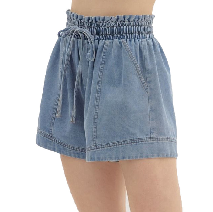 Entro Women's Denim High Waist Front Tie Shorts
