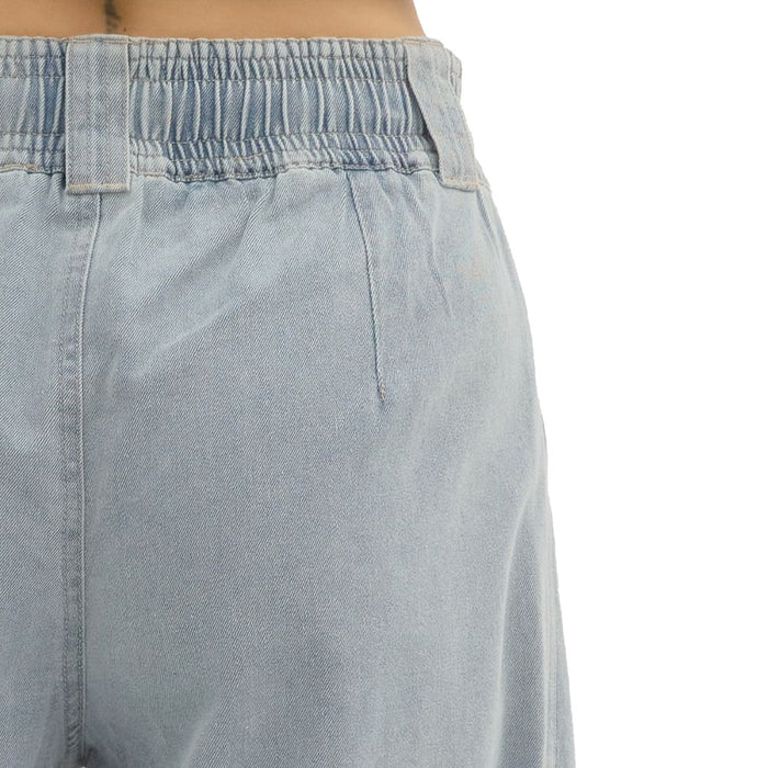 Entro Women's Denim High Waist Balloon Draw String Pants