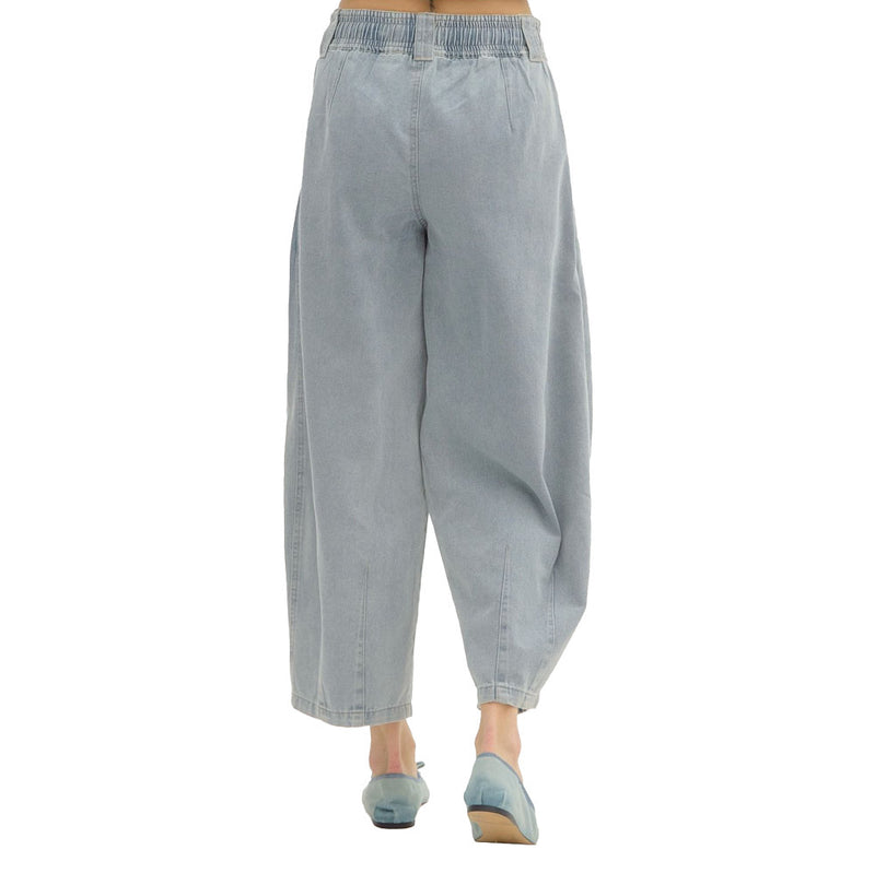 Entro Women's Denim High Waist Balloon Draw String Pants