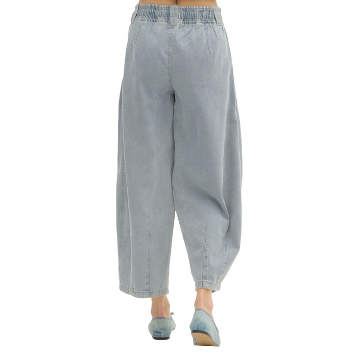 Entro Women's Denim High Waist Balloon Draw String Pants