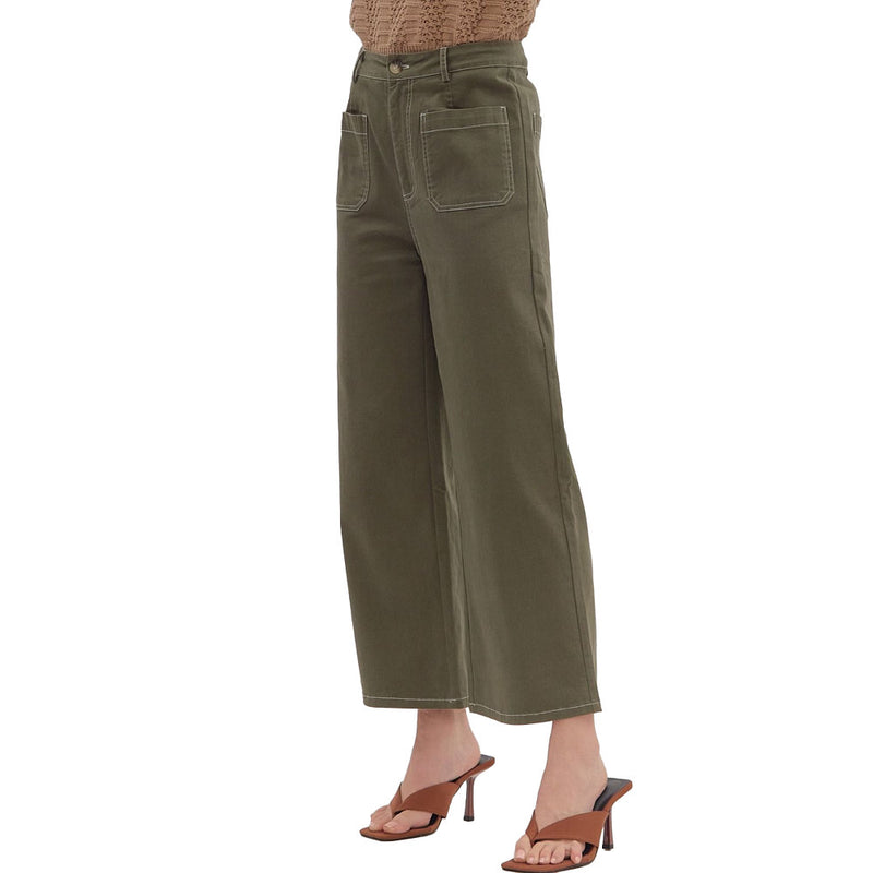 Entro Women's Olive Patch Pocket Pants