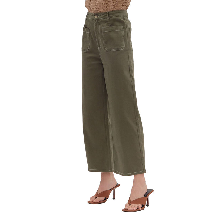 Entro Women's Olive Patch Pocket Pants