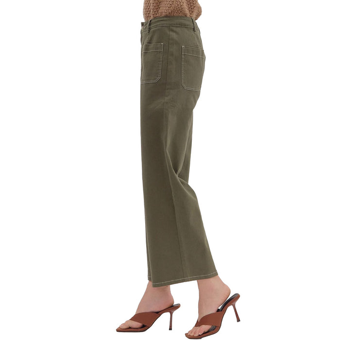 Entro Women's Olive Patch Pocket Pants