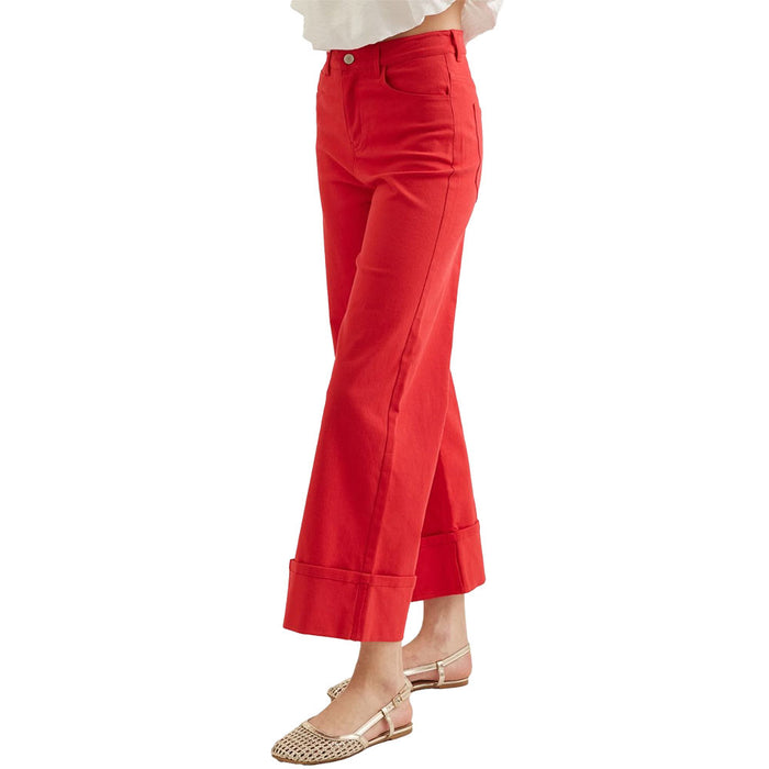 Entro Women's Red Mid Rise Ankle Pants