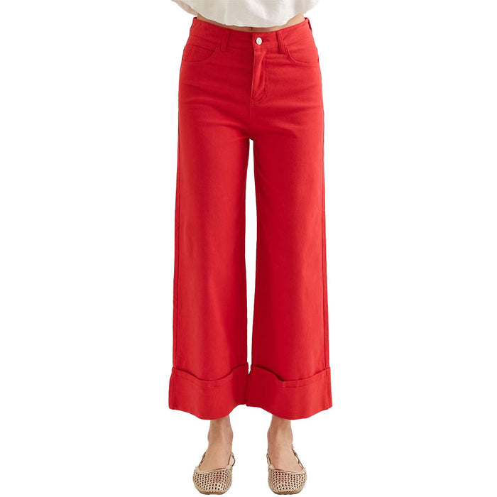 Entro Women's Red Mid Rise Ankle Pants