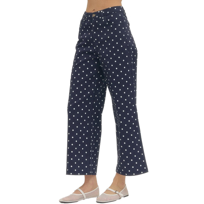 Entro Women's Navy Polka Dot Ankle Pants