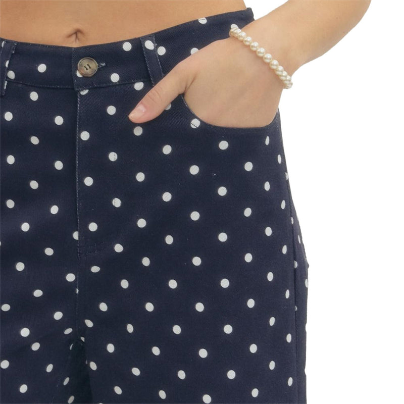 Entro Women's Navy Polka Dot Ankle Pants