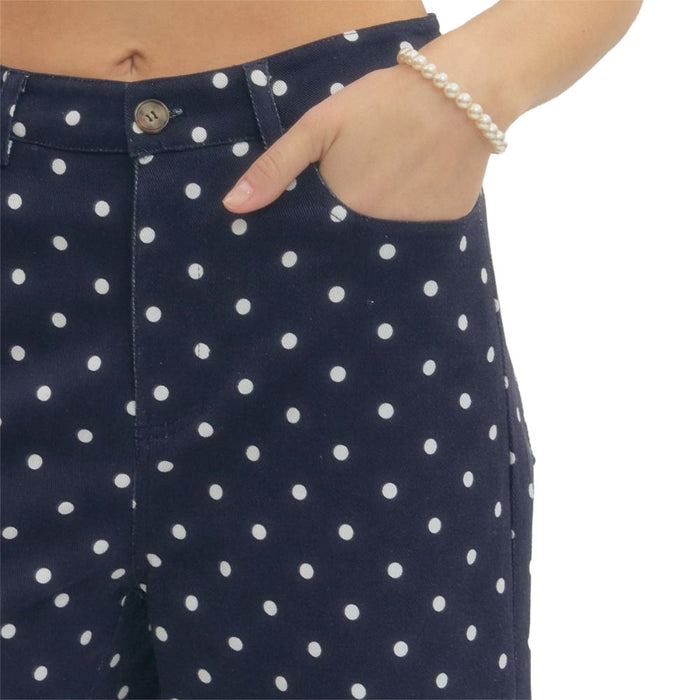 Entro Women's Navy Polka Dot Ankle Pants