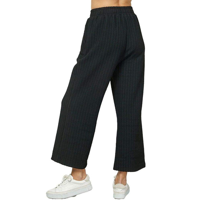 See And Be Seen Women's Black Textured Cropped Pants