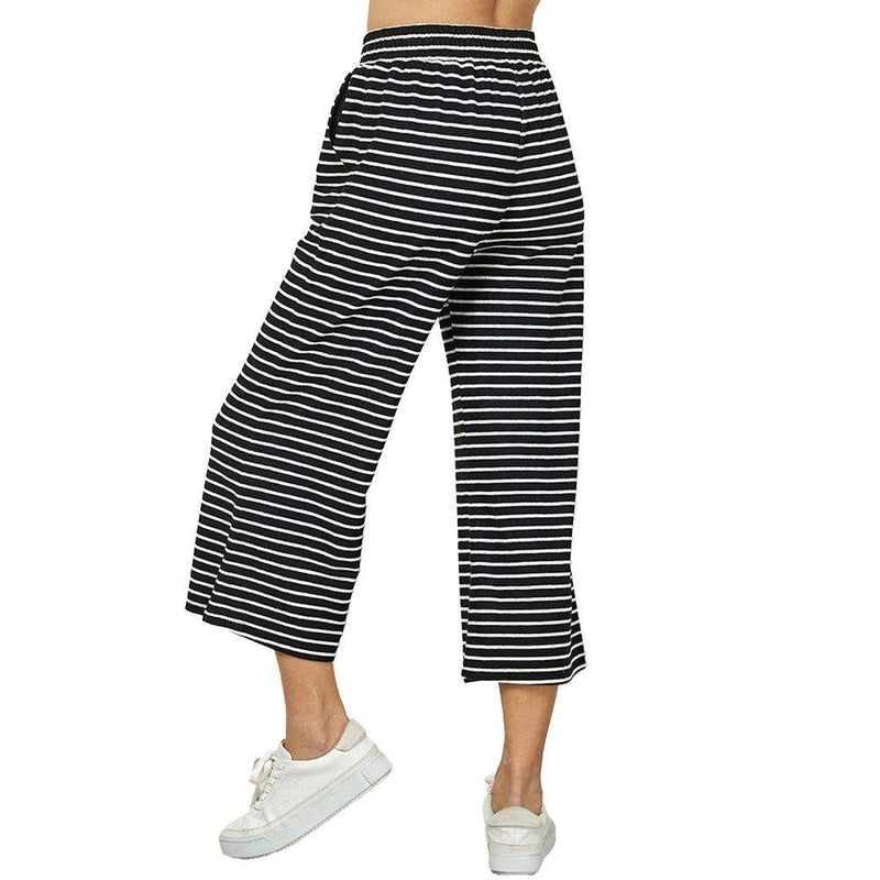 See And Be Seen Women's Black Stripe Cropped Pants