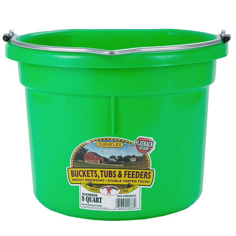 Little Giant 8 Quart Lime Green Flat Back Plastic Bucket