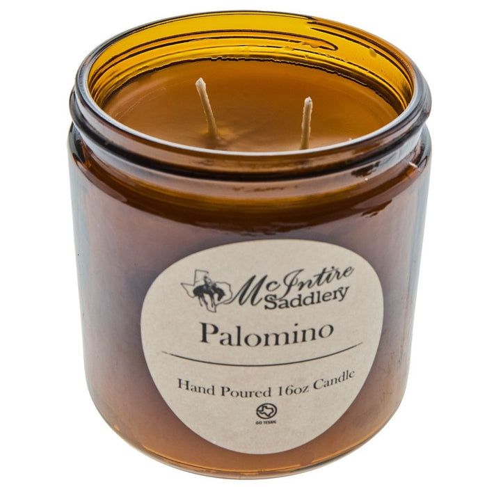 Mcintire Saddlery Palomino 16 oz. Amber Glass Jar Candle
