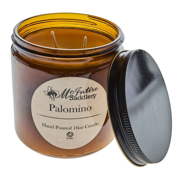 Mcintire Saddlery Palomino 16 oz. Amber Glass Jar Candle