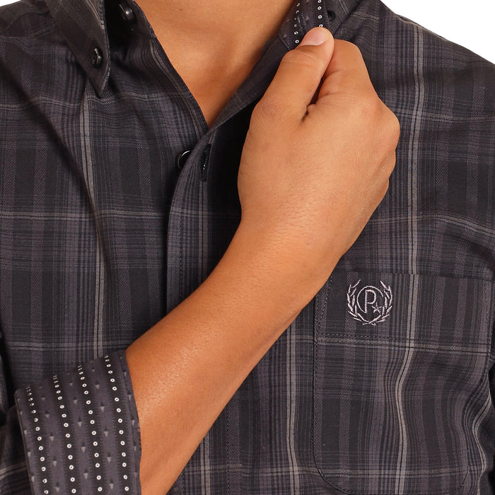 Rock & Roll Denim Boys Long Sleeve Satin Plaid Shirt