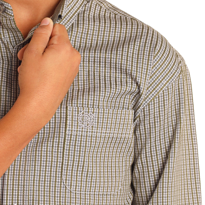 Panhandle Boys Olive Check Shirt