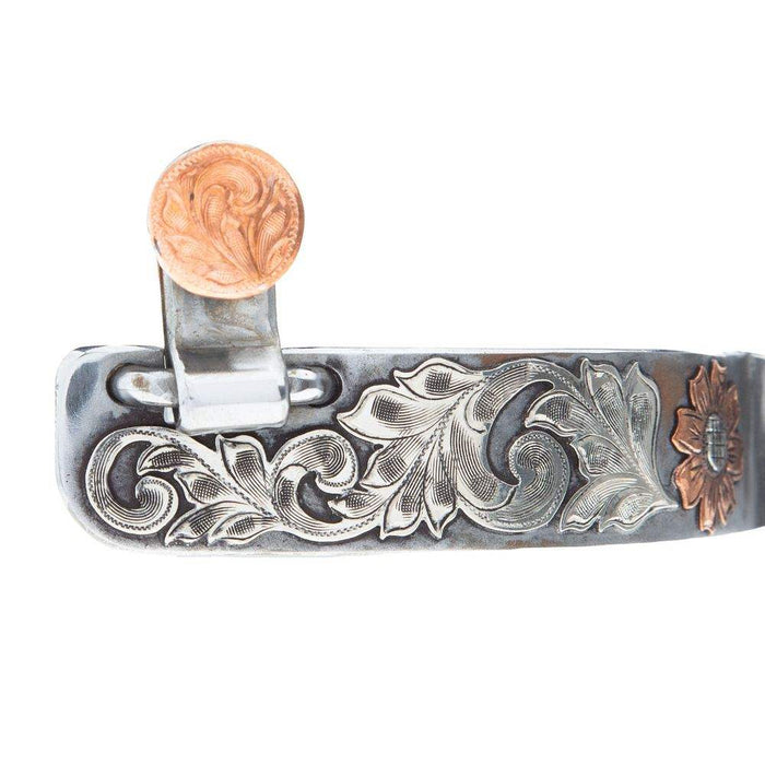 Palmer Bits  Spurs Double Mounted Silver Engraved Spurs with Chap Guards