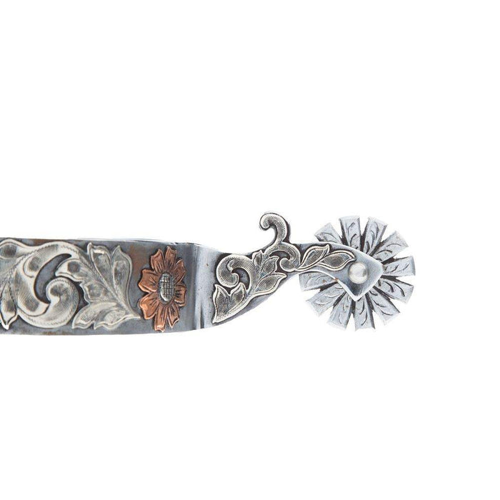 Palmer Bits  Spurs Double Mounted Silver Engraved Spurs with Chap Guards