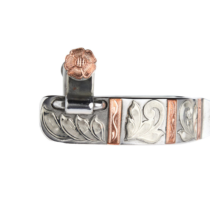 Palmer Bits  Spurs 1in Silver Mounted Copper Spurs