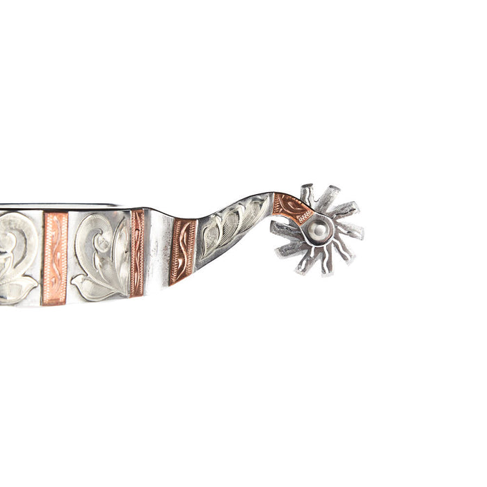 Palmer Bits  Spurs 1in Silver Mounted Copper Spurs