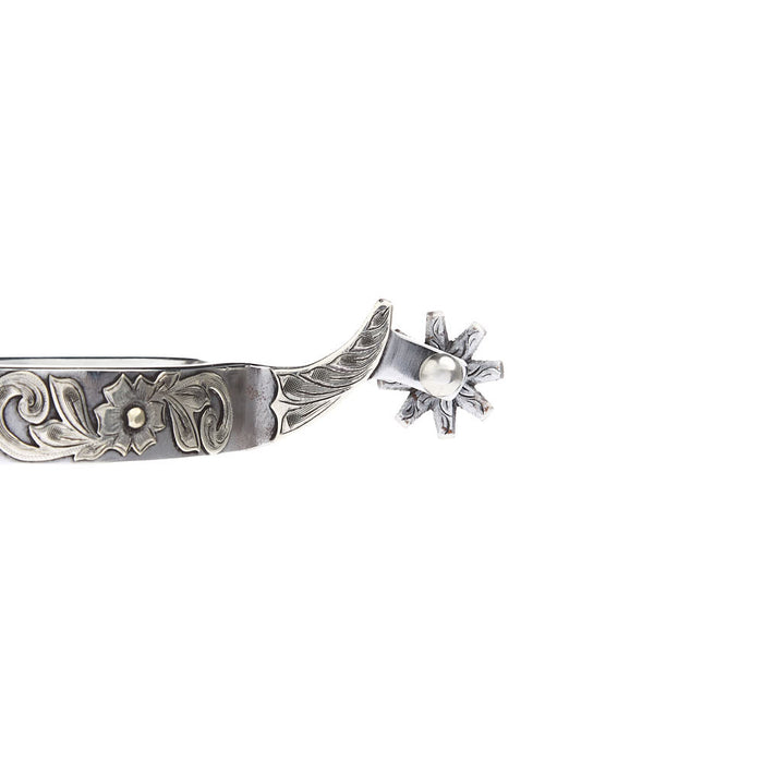 Palmer Bits  Spurs 3/4in Silver Floral Western Spurs