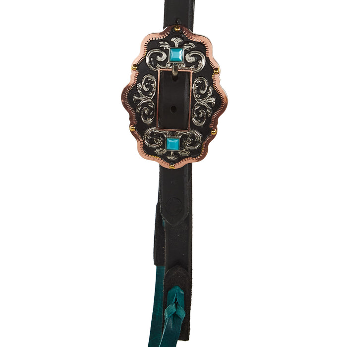 NRS Black 3/4in Single Buckle Slide Ear w/Turq Bloodknots
